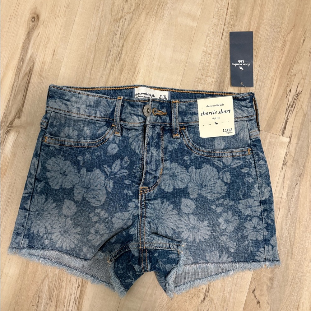 Abercrombie Kids Blue Floral Jean Shorts